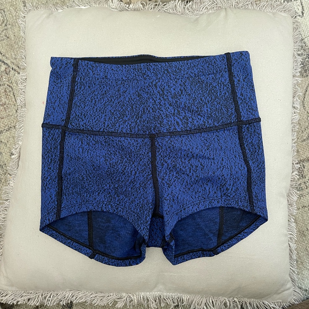 Lululemon Race Pace Tight Short Spray Jacquard Sapphire Blue Black sz. 4 - Picture 5 of 5